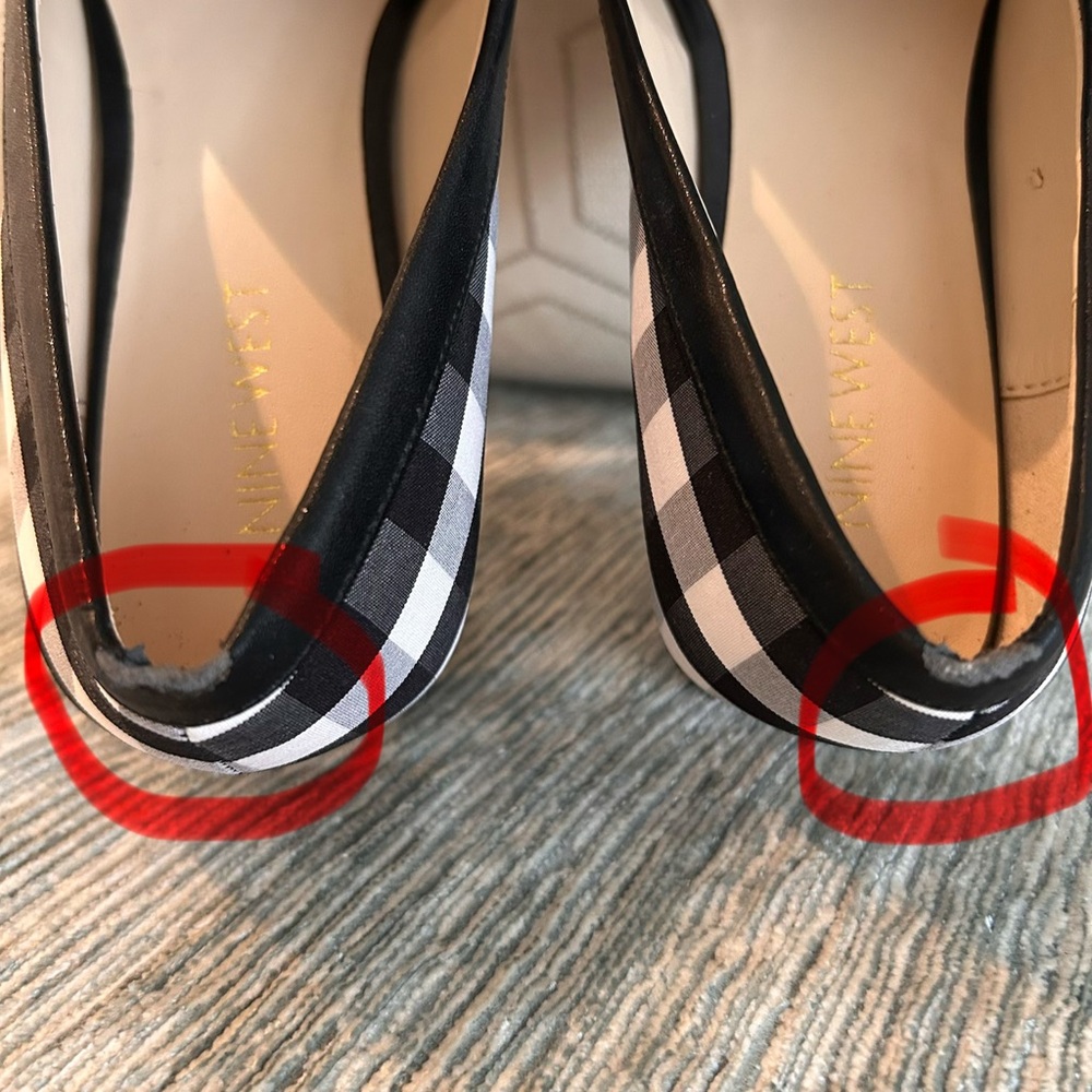 Nine West Black and White Fabric Checkered Loafers - Picture 7 of 11